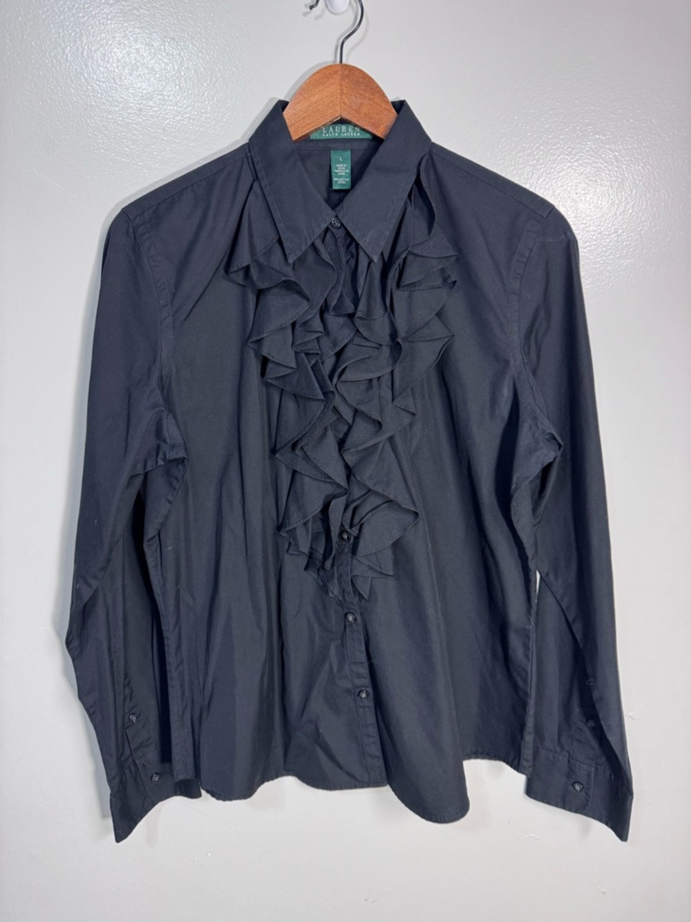 Lauren By Ralph Lauren
Black Ruffle Button-Front Blouse